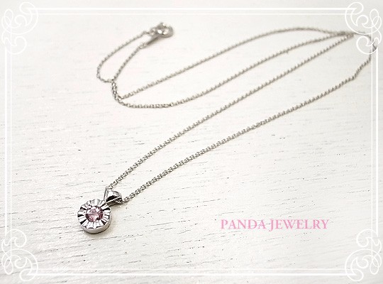 PANDA JEWELRY 　K10WGキラキラハートのネックレス（ピンクトルマリン）　p-017-n-pt