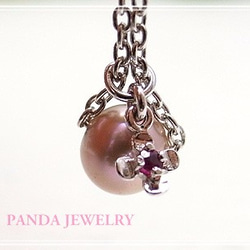 PANDA JEWELRY 　シンデレラパールピアス・ルビーお花　p-004-p-r 5枚目の画像