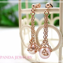 PANDA JEWELRY 　シンデレラパールピアス・ダイヤハート　p-005-p-pg 2枚目の画像