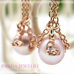 PANDA JEWELRY 　シンデレラパールピアス・ダイヤハート　p-005-p-pg 4枚目の画像