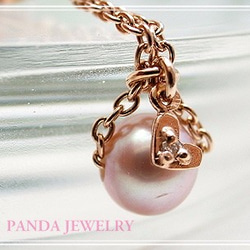 PANDA JEWELRY 　シンデレラパールピアス・ダイヤハート　p-005-p-pg 5枚目の画像