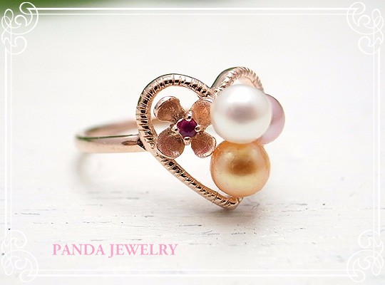 PANDA JEWELRY 　てんこ盛りパールリング（ピンクゴールド）　　p-001-r-pg