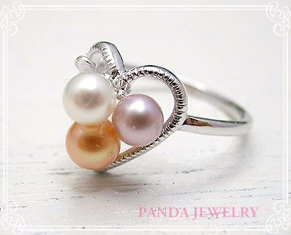 PANDA JEWELRY 　てんこ盛りパールリング（シルバー）　p-001-r-r 3枚目の画像