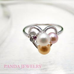 PANDA JEWELRY 　てんこ盛りパールリング（シルバー）　p-001-r-r 4枚目の画像