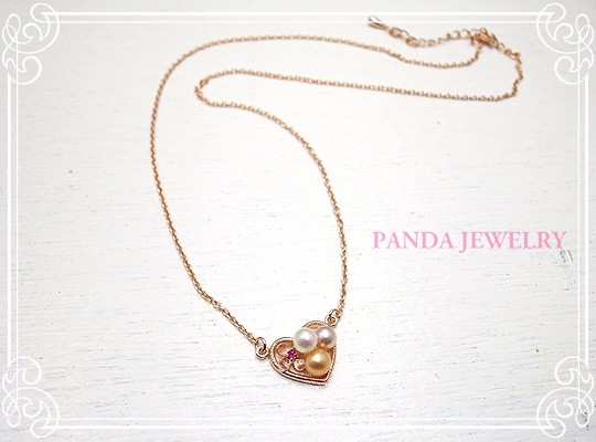 PANDA JEWELRY 　てんこ盛りパールネックレス（ピンクゴールド）　p-002-n-pg