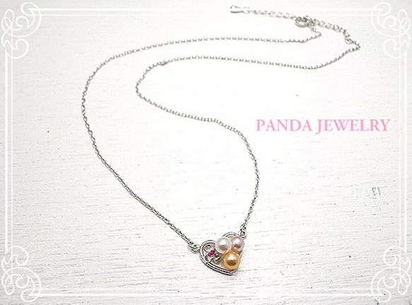 PANDA JEWELRY 　てんこ盛りパールネックレス（シルバー）　p-002-n-r 1枚目の画像