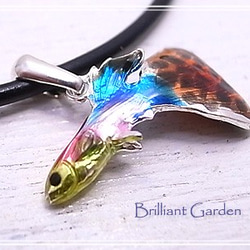 Brilliant Garden　モザイクグッピー ペンダント（合皮ネックレス）　bg-46 2枚目の画像