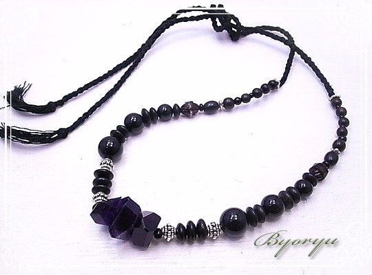 Byoryu　アメジストのタンブルネックレス　de-36-12