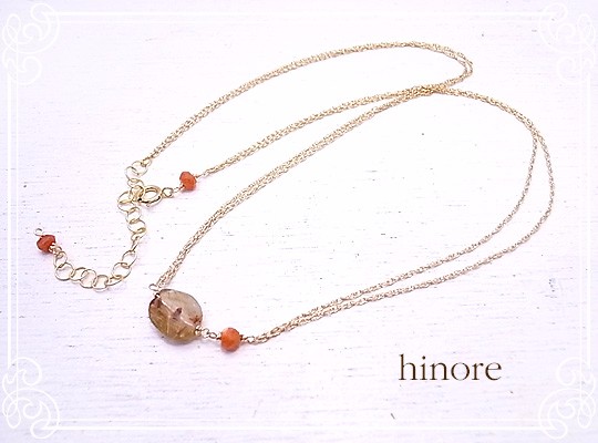 hinore　ルチルクォーツの両引きタイプゴールドフィルドネックレス　g0305
