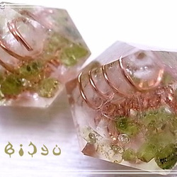毘殊　ダイヤ型 ペリドット ミニオルゴナイト　bijyu-84 5枚目の画像