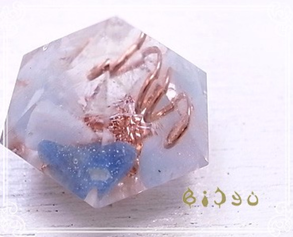 毘殊　ダイヤ型 アクアマリン ミニオルゴナイト　bijyu-85 2枚目の画像