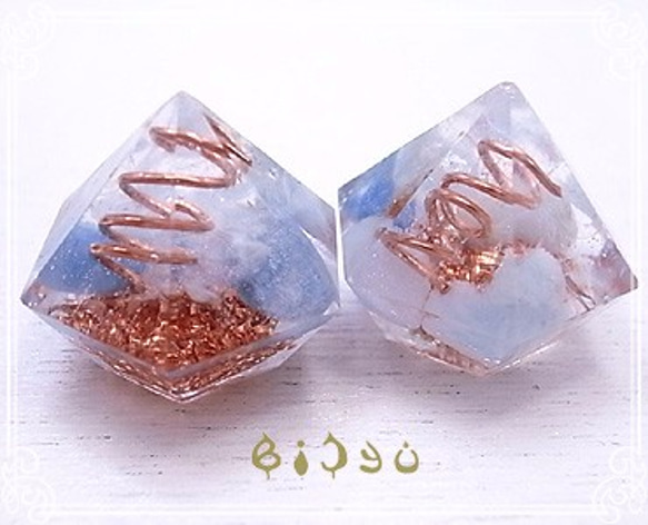毘殊　ダイヤ型 アクアマリン ミニオルゴナイト　bijyu-85 4枚目の画像