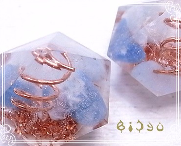 毘殊　ダイヤ型 アクアマリン ミニオルゴナイト　bijyu-85 5枚目の画像