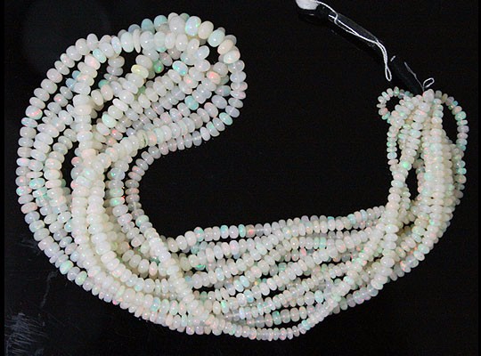 天然石 ビーズ ライン 卸売　オパール（Opal）/ロンデルビーズ　 stg-b-49　単価(1/4連)