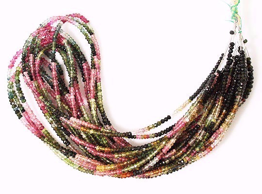 天然石 ビーズ ライン　トルマリンMIX（Tourmaline）/カットビーズ 　stg-b-17　単価(1本以上)