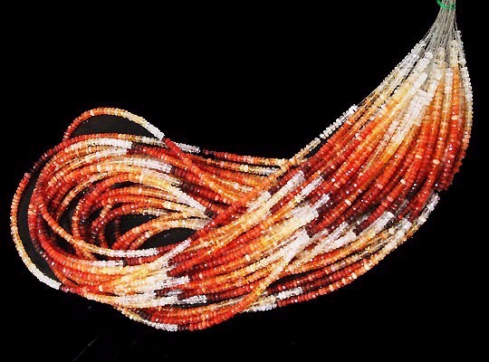 天然石 ビーズ ライン　ファイヤーオパール（Fire opal）/カットビーズ　stg-b-11　単価(1本以上)