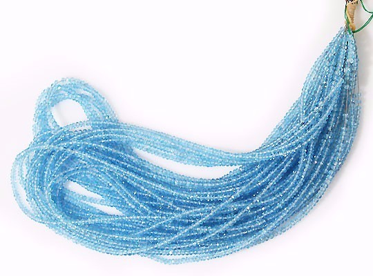 天然石 ビーズ ライン 卸売　ブルートパーズ（Blue topaz）/カットビーズ　stg-b-51　単価(1本以上)