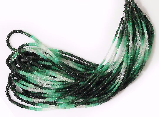 天然石 ビーズ ライン 卸売　エメラルド（Emerald）/カットビーズ　stg-b-04　単価(1本以上)