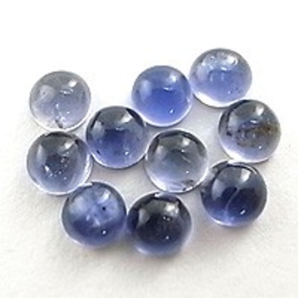 天然石 ルース 卸売　アイオライト iolite 菫青石　ラウンドカボション　4mm 2枚目の画像