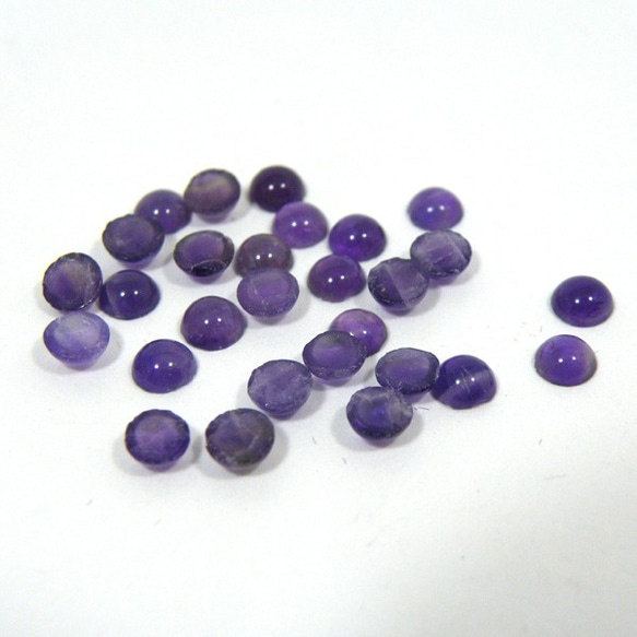 天然石 ルース 卸売　アメジスト amethyst 紫水晶　ラウンドカボション　4mm 3枚目の画像