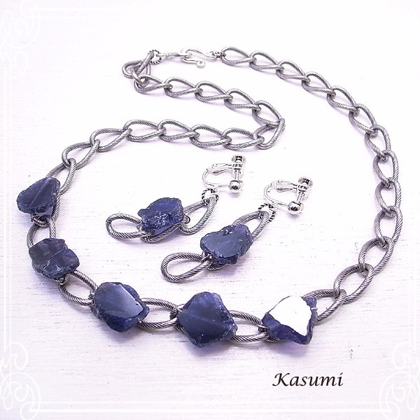 Kasumi　アイオライトのネックレスとイヤリング　de-59-ks-49