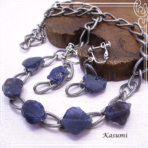 Kasumi　アイオライトのネックレスとイヤリング　de-59-ks-49