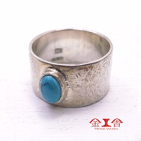 金工舎　ターコイズ　シルバーリング（17号）　シャビィ仕上げ　de-24-ks-15指輪・リング