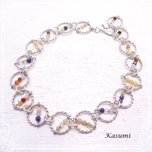 Kasumi　 小粒天然石ビーズのシルバー(sv925)ブレスレット　de-59-ks-66