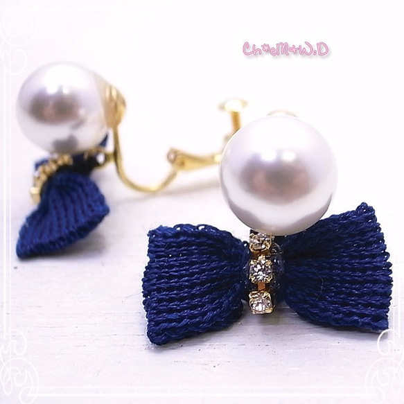 Ｃｈ*eM+W:D　Knit Ribbon Earring　de-47-ch-e18 2枚目の画像