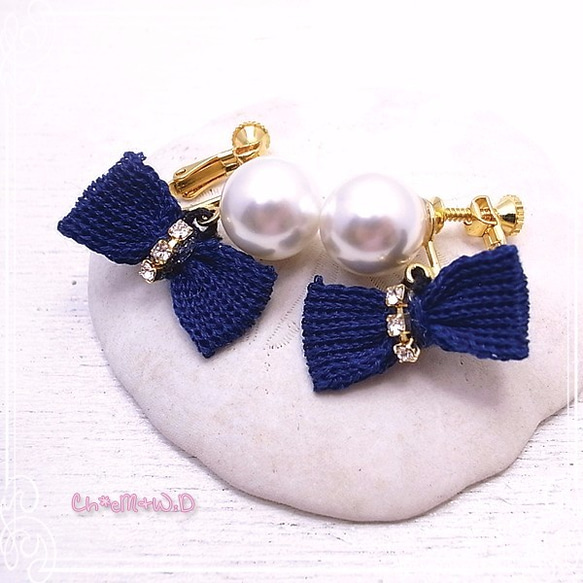 Ｃｈ*eM+W:D　Knit Ribbon Earring　de-47-ch-e18 4枚目の画像