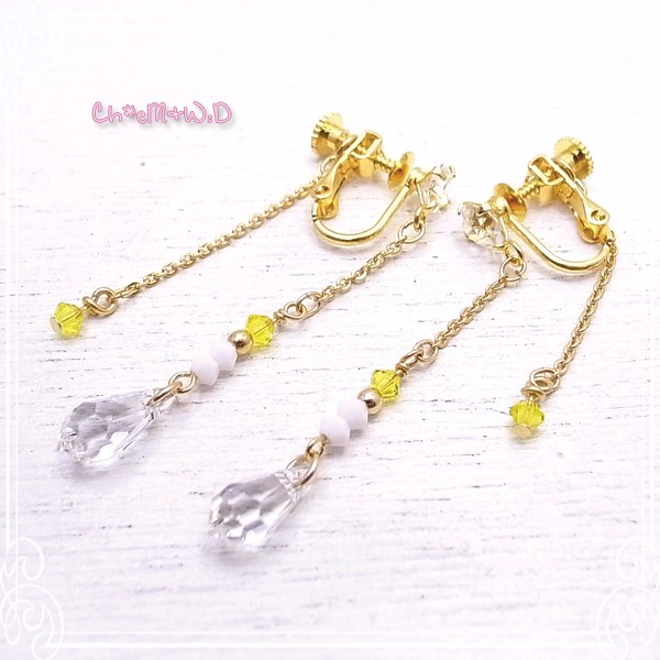 Ｃｈ*eM+W:D　COLOR swarovski Earring 【yellow】　de-47-ch-e16