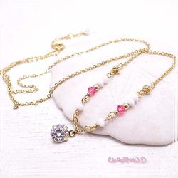 Ｃｈ*eM+W:D　COLOR swarovski Necklace【pink】　de-47-ch-n7 4枚目の画像