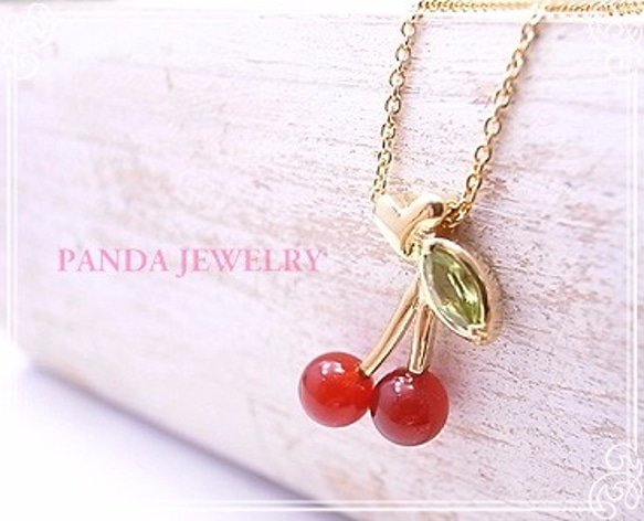 PANDA JEWELRY 　さくらんぼネックレス　p-34 4枚目の画像