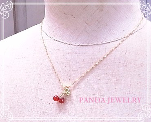 PANDA JEWELRY 　さくらんぼネックレス　p-34 5枚目の画像