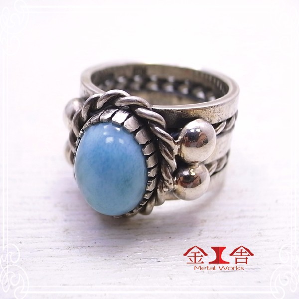 金工舎　シルバーリング 18号【ラリマー】　de-24-ks-28