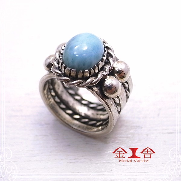 金工舎　シルバーリング 18号【ラリマー】　de-24-ks-28