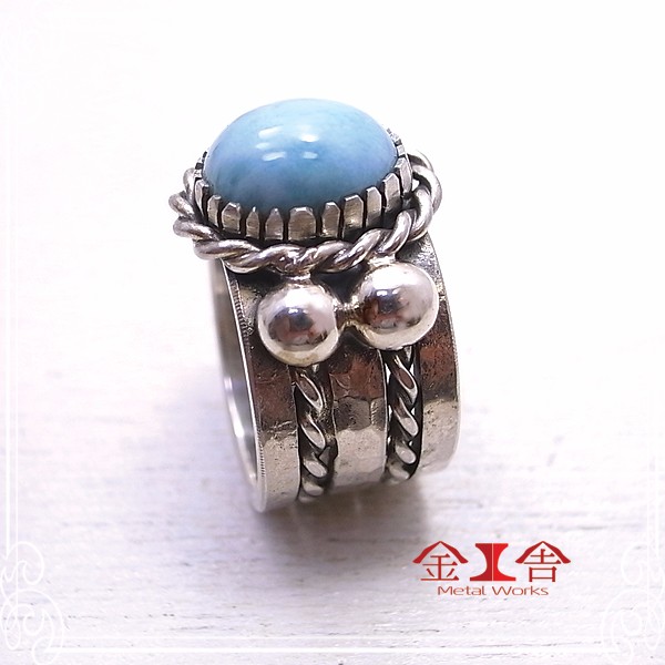 金工舎　シルバーリング 18号【ラリマー】　de-24-ks-28