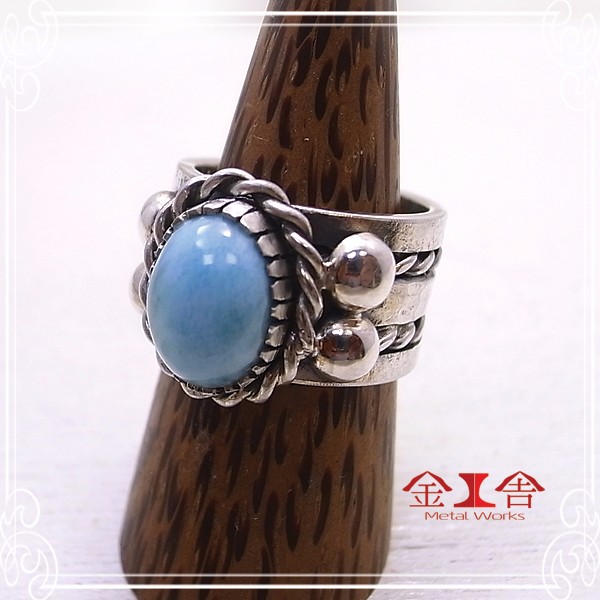 金工舎　シルバーリング 18号【ラリマー】　de-24-ks-28