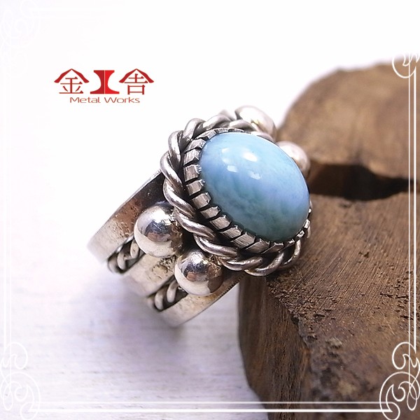 金工舎　シルバーリング 18号【ラリマー】　de-24-ks-28