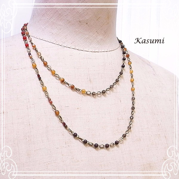Kasumi　ラズベリー色のロングネックレス　de-59-ks-86 5枚目の画像