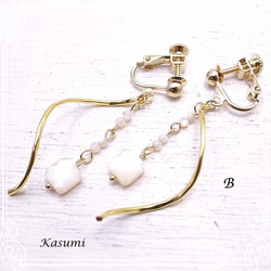 Kasumi　シェルと金属パーツのイヤリング　de-59-ks-97 3枚目の画像