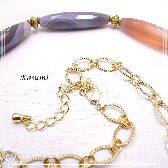 Kasumi　ボツワナアゲートのネックレス　de-59-ks-101 4枚目の画像