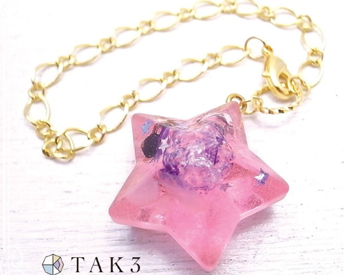 TAK3 ミニスター型オルゴナイトバッグチャーム《ピンク》 de-68