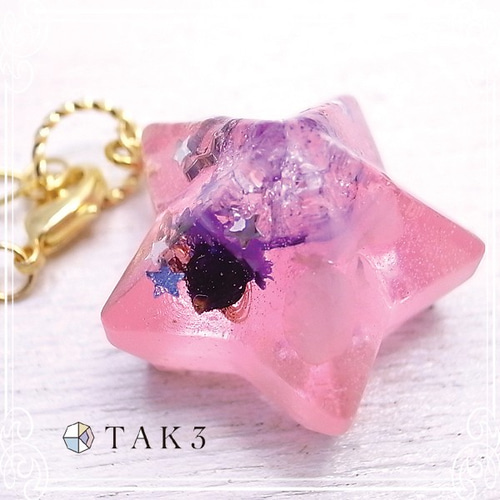TAK3 ミニスター型オルゴナイトバッグチャーム《ピンク》 de-68