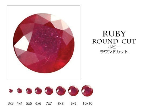 天然石 ルース 卸売　ルビー（ruby）　紅玉石　ラウンドカット　rub-r　4mm 1枚目の画像