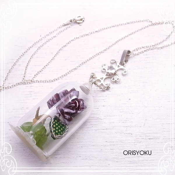 ORISYOKU　折り紙バラガラスドームネックレス【赤】　創作折り紙　de-85-or-01 4,773円