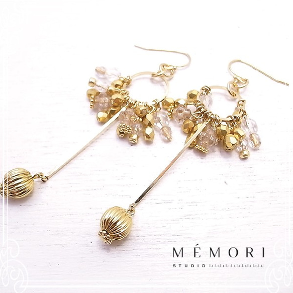 MEMORI STUDIO　Circle with a drop pierced earring　de-86-me-01 1枚目の画像