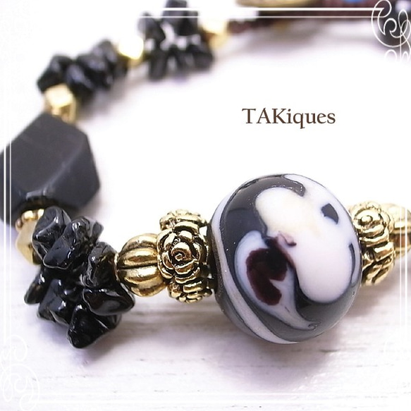 TAKiques 古董珠子和碧璽和尖晶石手鍊 de-74-tq-060 第2張的照片