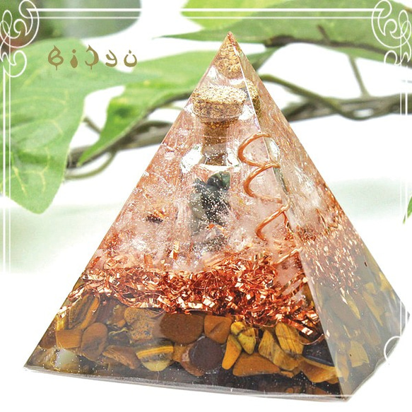 Bishu Pyramid Type 2 小瓶Orgonite Tiger Eye de-15-bj-255cc 第5張的照片