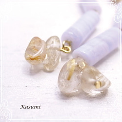 Kasumi藍色蕾絲瑪瑙和金紅石石英耳環de-59-ks-114 第3張的照片